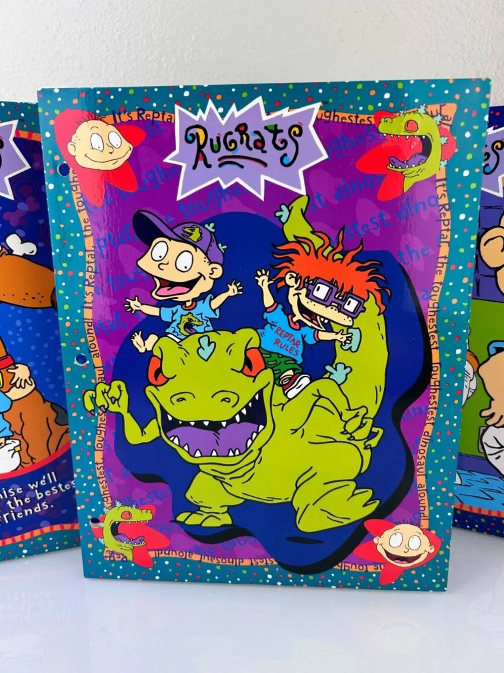 Rugrats Vintage Set of 3 School Paper Folders Tommy 90s Reptar Nickelodeon
